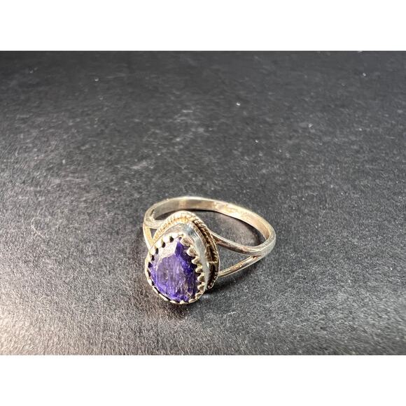 Blue kyanite sterling silver teardrop ring size 5 - Picture 3 of 16